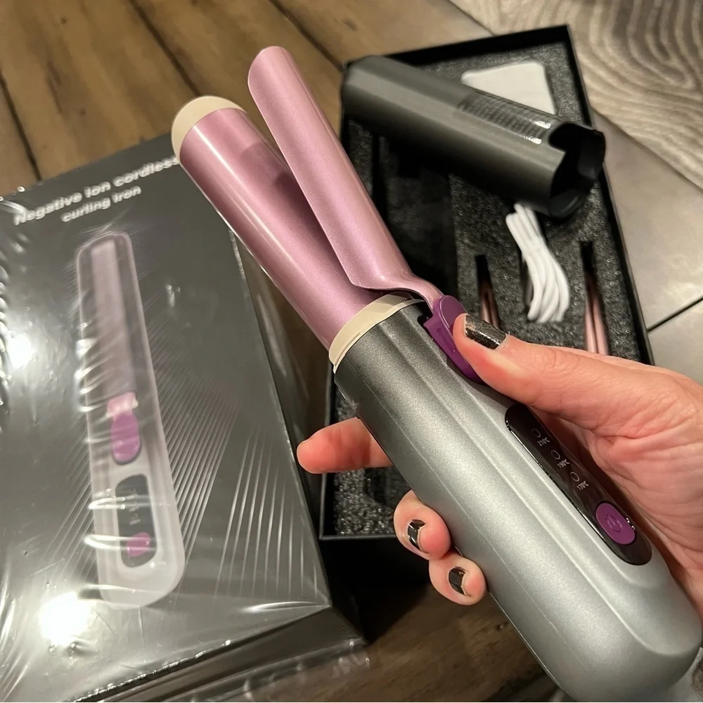 Cordless Curling Iron 1.33” Barrel Straightening Brush - Gray #MC1